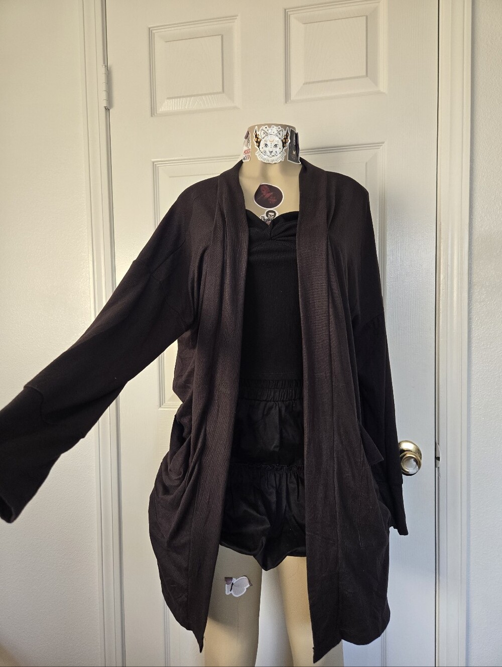 Women’s Black Open-Front Cardigan Sweater